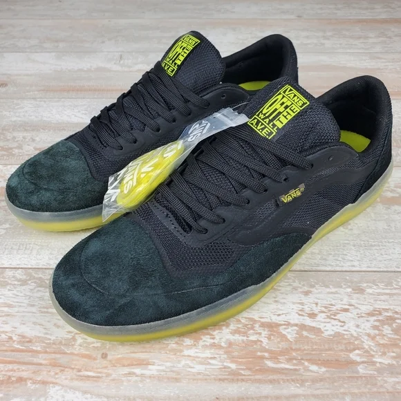 VANS★AVE★兼用★BLACK/SULPHUR VANS AVE Black Sulphur Yellow Ultimate Waffle Skate Shoes